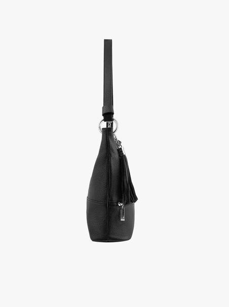 Schwarze Handtasche mit Quaste