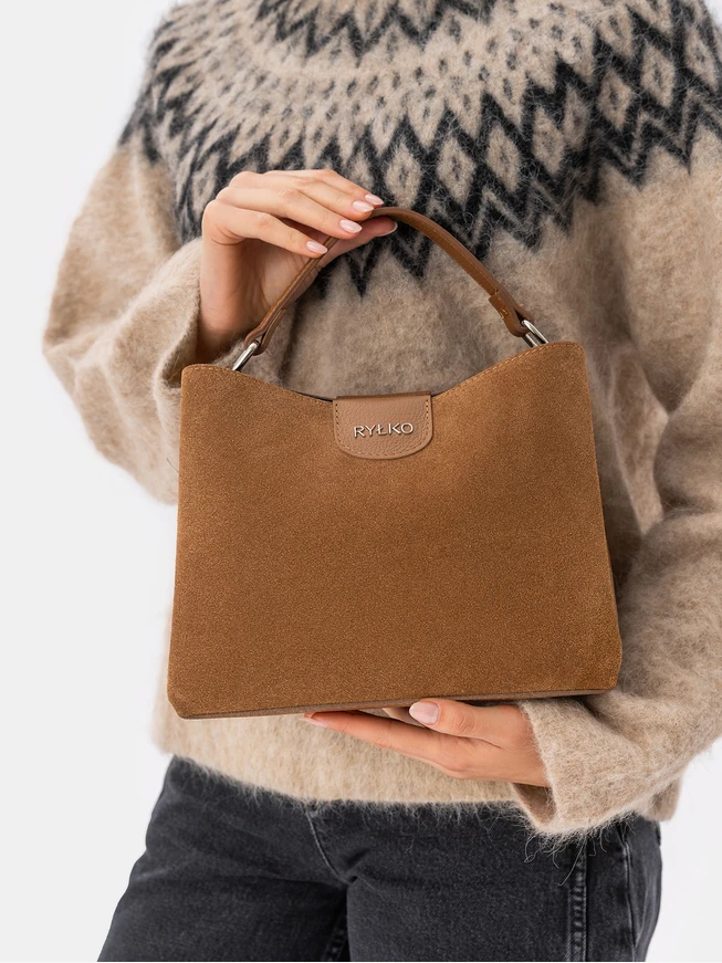 Handtasche in kombinierten Materialien