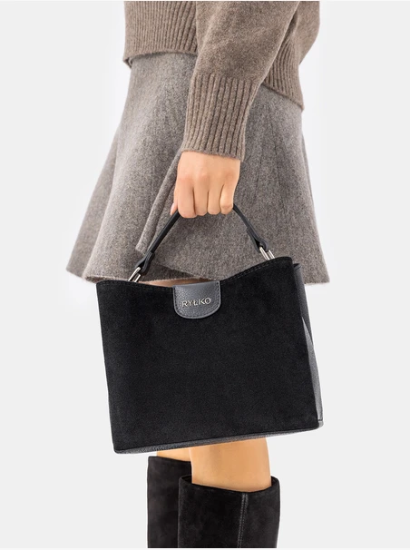 Handtasche in kombinierten Materialien