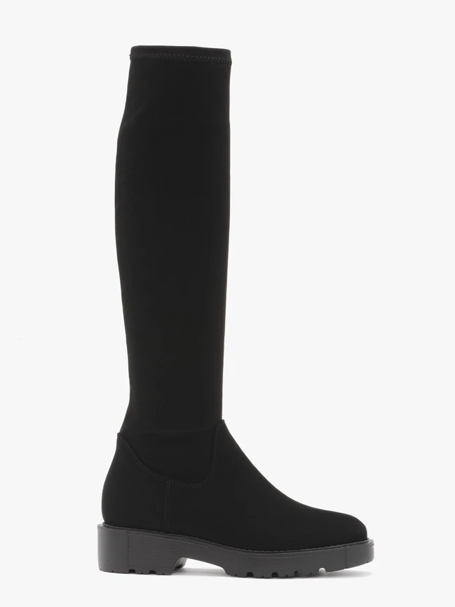 Schwarze Stiefel mit elastischem Schaft