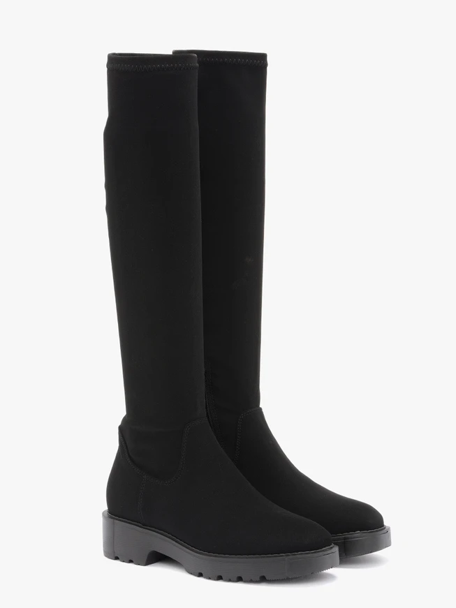 Schwarze Stiefel mit elastischem Schaft