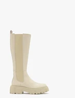 Cream tall Chelsea-style boots