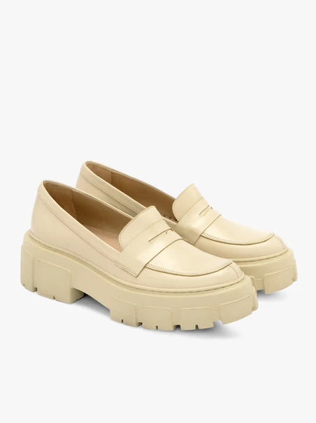 Beige loafers with lightweight sole