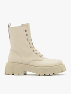 Beigefarbene Baggerstiefel mit klobiger Sohle