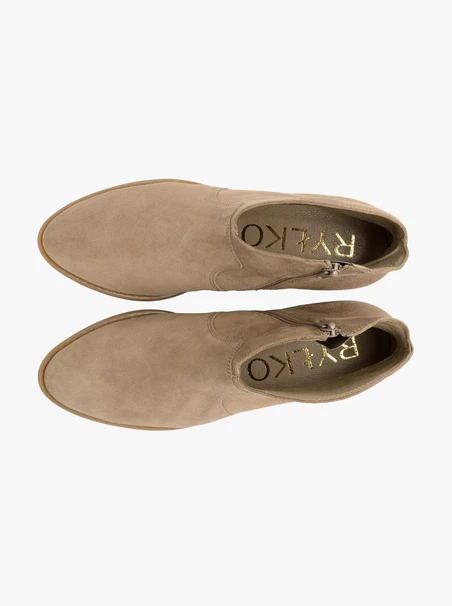 Beigefarbene Cowboystiefel aus Velours