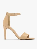 Beigefarbene Stiletto-Sandalen