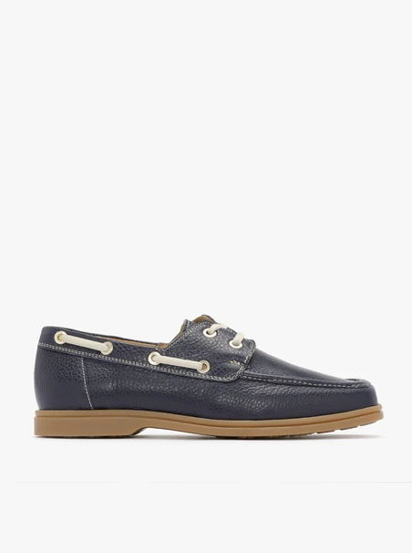 Marineblaue Halbschuhe mit Ziernähten
