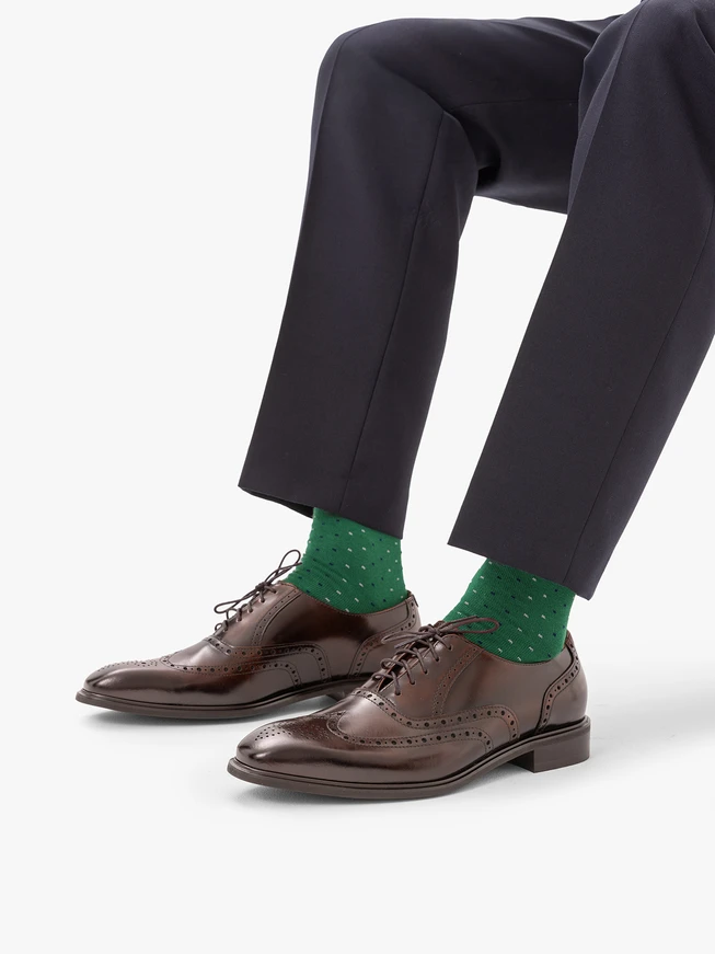 Green men’s socks with dots