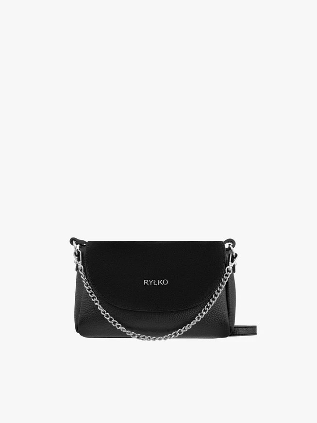 Kleine schwarze Handtasche mit Kette