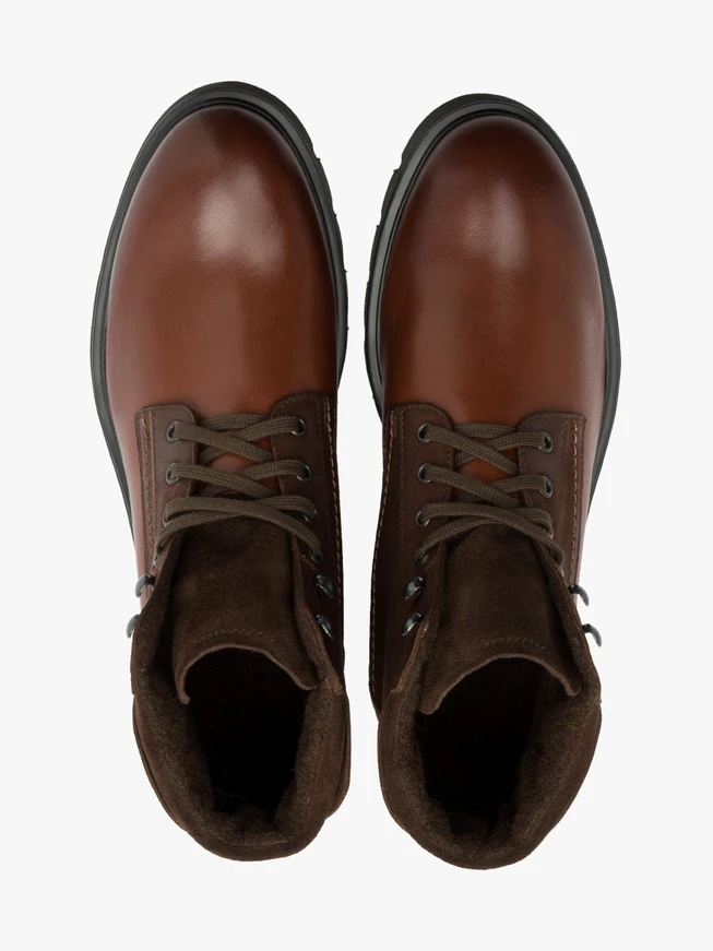 Kombinierte braune Lederstiefel