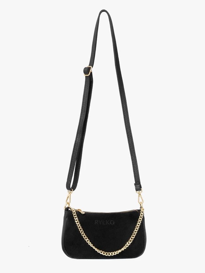 Schwarze Handtasche mit goldener Kette