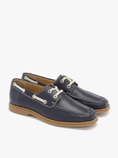 Marineblaue Halbschuhe mit Ziernähten