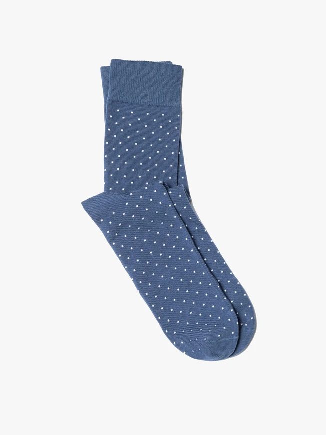 Marineblaue Herrensocken mit weißen Punkten