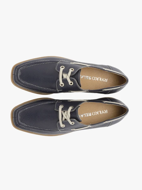 Marineblaue Halbschuhe mit Ziernähten