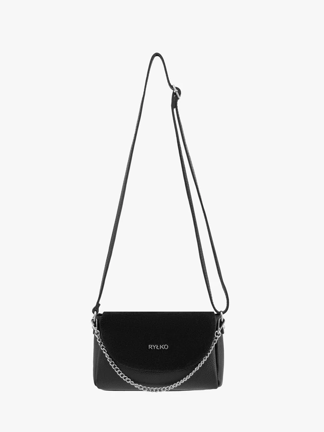 Kleine schwarze Handtasche mit Kette