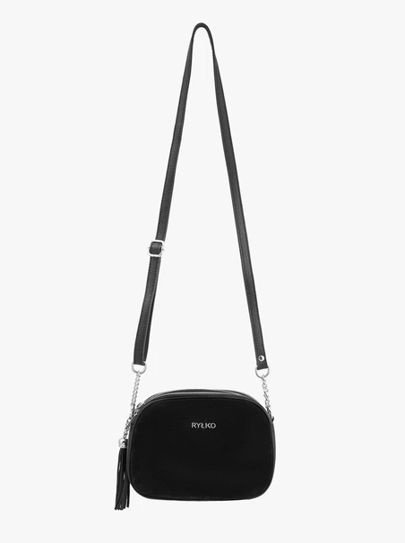 Schwarze Handtasche mit dekorativer Quaste