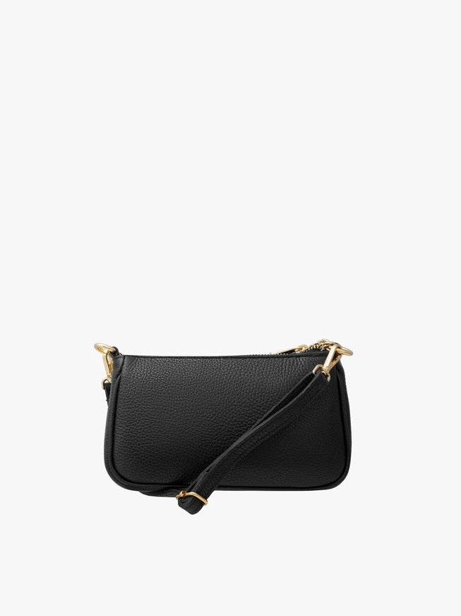 Schwarze Handtasche mit goldener Kette