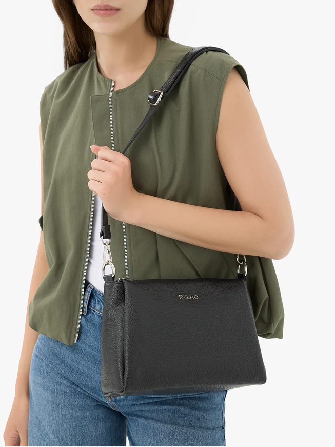 Schwarze Handtasche mit verstellbarem Riemen