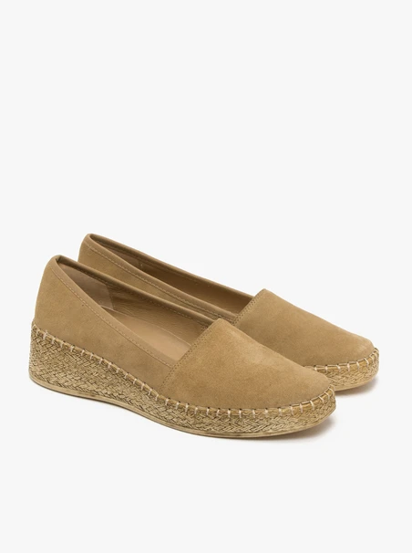 Olivfarbene Plateau-Espadrilles