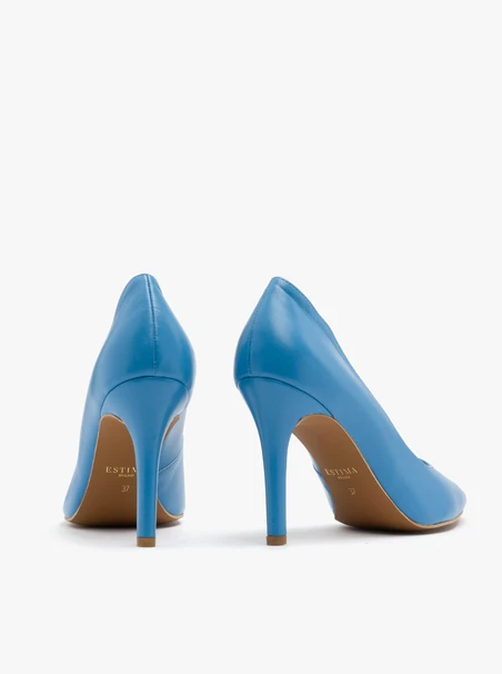 Blue high-heel pumps