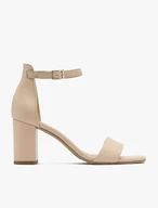 Beigefarbene Stiletto-Sandalen
