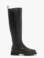 Schwarze Stiefel mit hellen Nähten