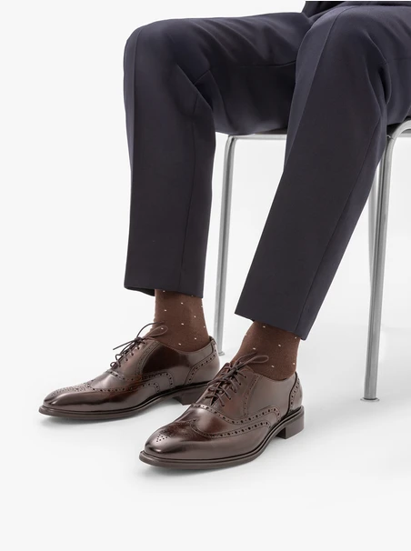 Brown men’s socks with dots
