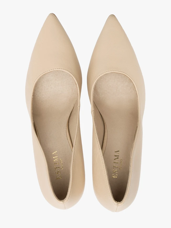 Beigefarbene hochhackige Pumps