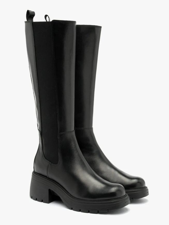 Schwarze Stiefel mit Gummizug