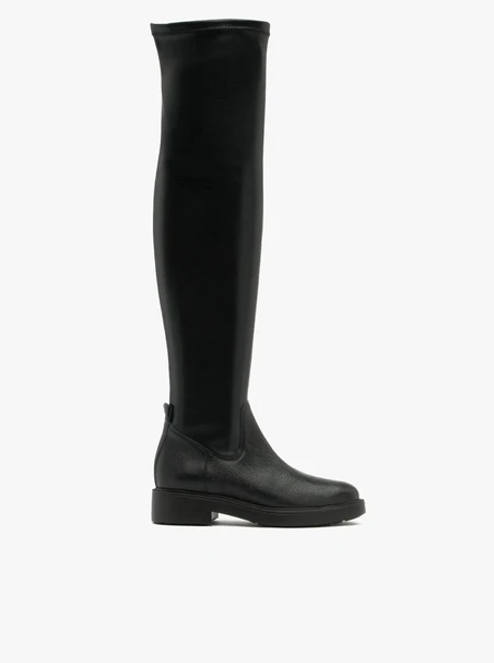 Schwarze Overknee-Stiefel mit elastischem Schaft