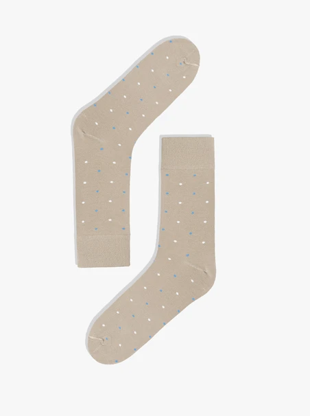 Beigefarbene Socken mit Tupfen für Männer