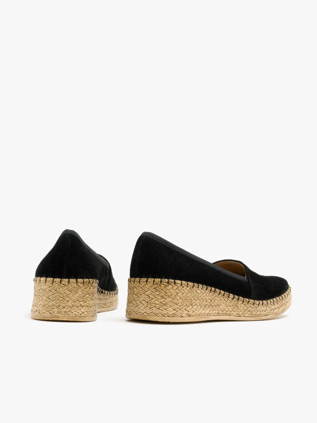 Schwarze Plateau-Espadrilles