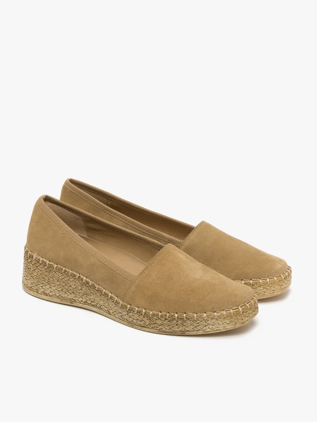 Olivfarbene Plateau-Espadrilles