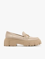 Cream loafers with gold ornament