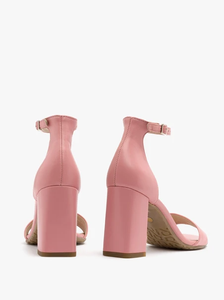 Two-piece pink block-heel sandals