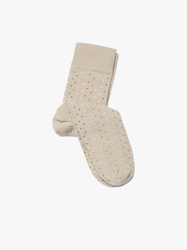 Beigefarbene Socken mit Tupfen für Männer