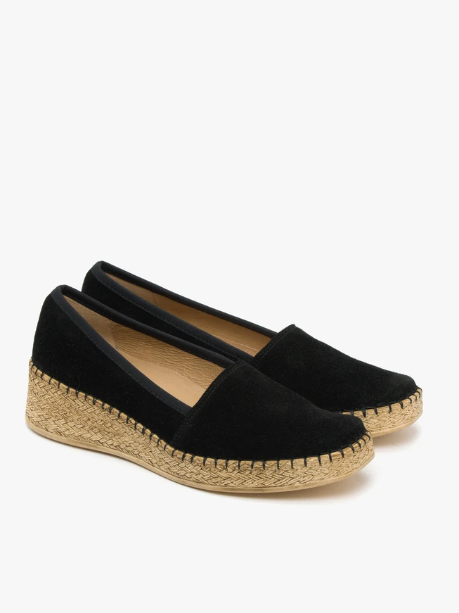 Schwarze Plateau-Espadrilles