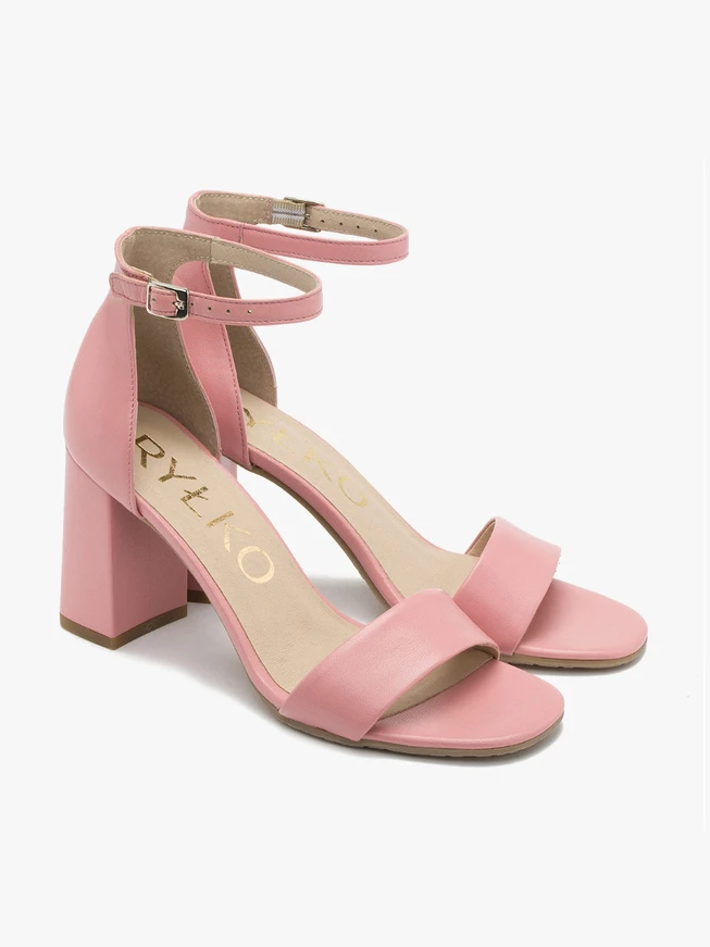 Dwuczęściowe różowe sandały na słupku
