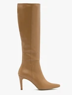 Beigefarbene Stiefel mit Stiletto-Absatz