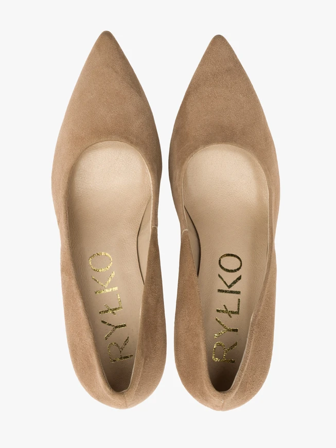 Beigefarbene Stiletto-Pumps aus Velours