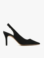 Schwarze Pumps mit offenem Absatz aus Velours