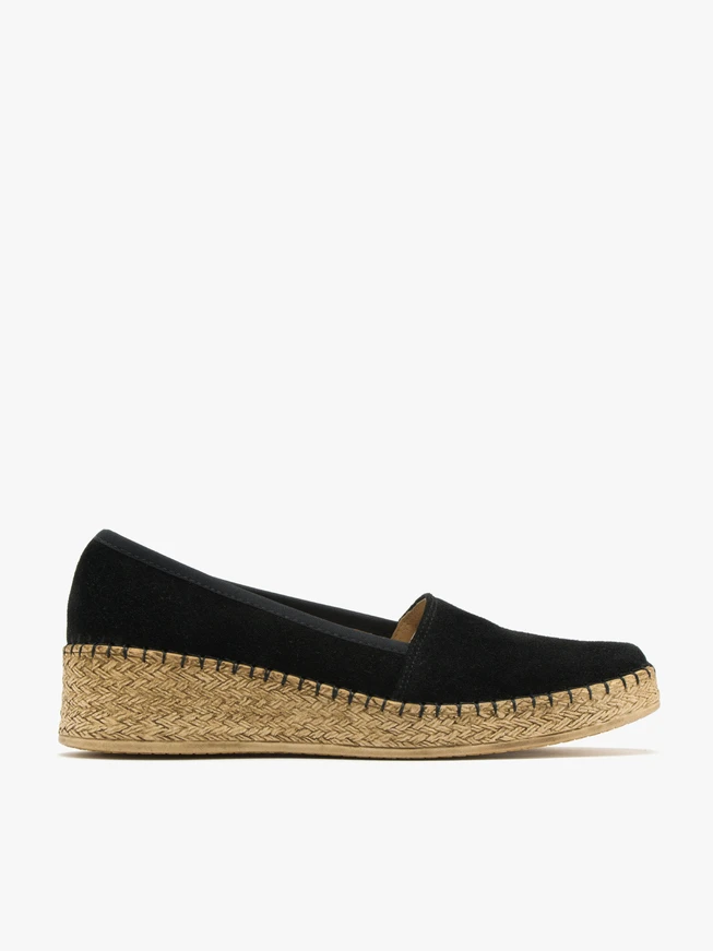 Schwarze Plateau-Espadrilles