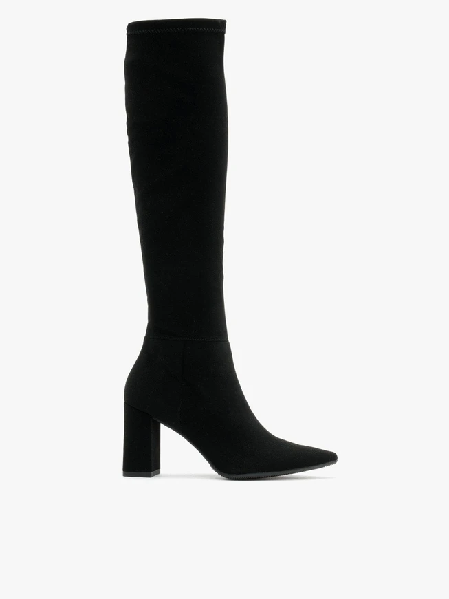 Schwarze Stiefel mit flexiblem, schmalem Schaft