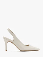 Cremefarbene, lackierte Slingback-Pumps
