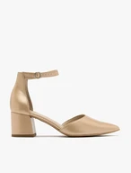 Gold block-heel pumps