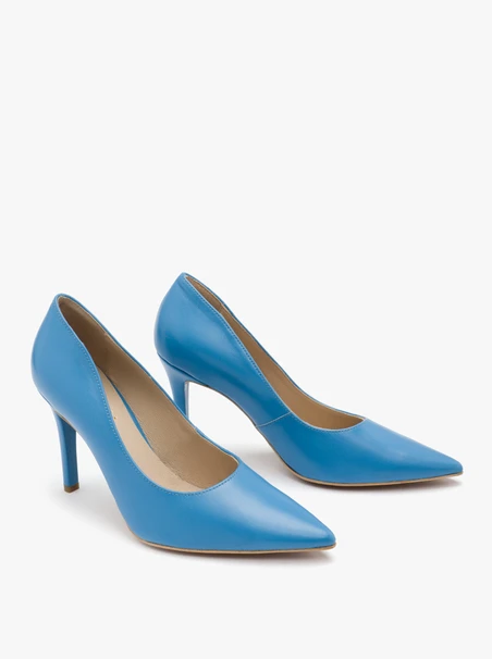 Blue high-heel pumps
