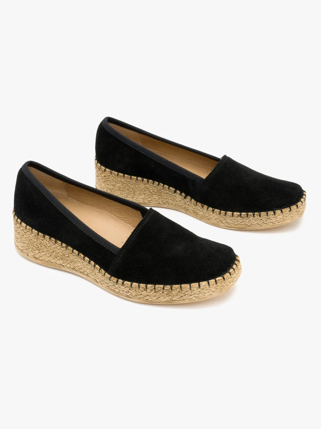 Schwarze Plateau-Espadrilles