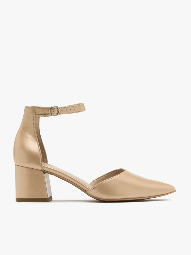 Gold block-heel pumps