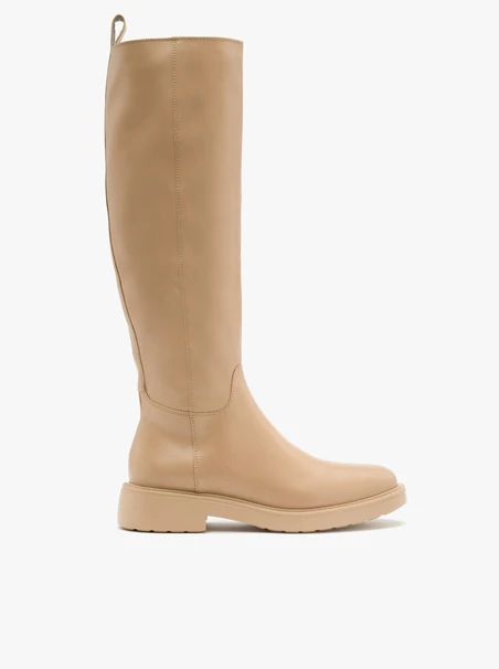Beige knee boots