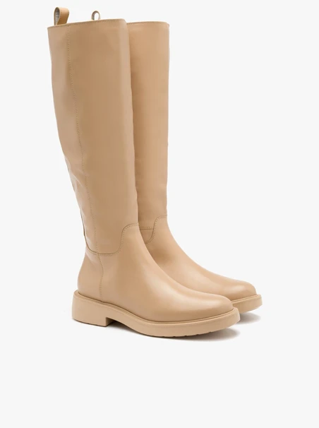 Beige knee boots